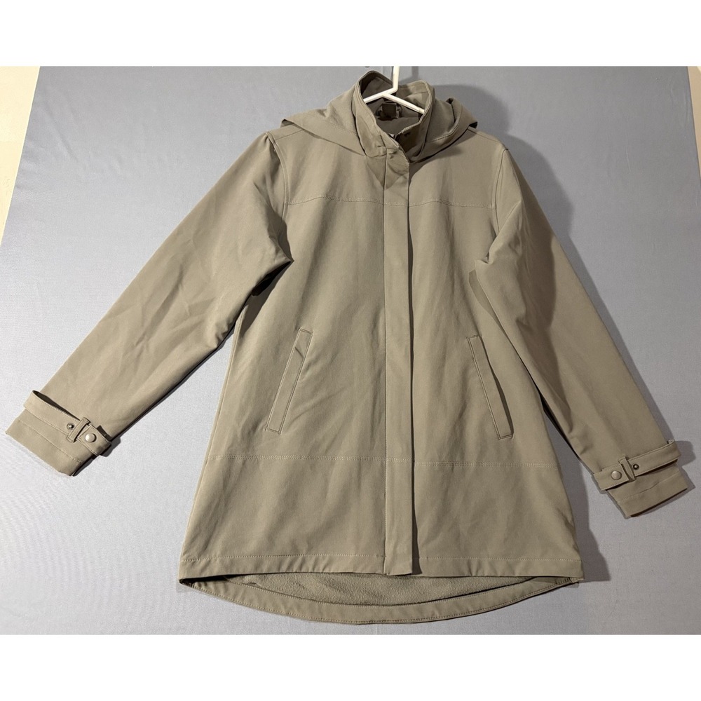 Bass Pro Natural Reflections Rain Jacket Medium Tan Hooded Fleece Lined Coat